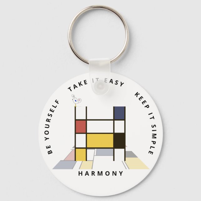 Impressive Neoplasticism Art Monogram. Letter H Key Ring (Front)