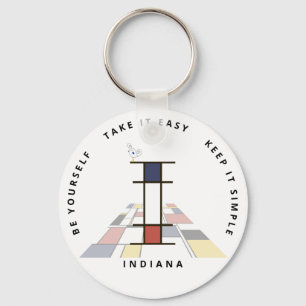 Impressive Neoplasticism Art Monogram. Letter I Key Ring