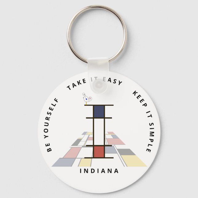  Impressive Neoplasticism Art Monogram. Letter I Key Ring (Front)