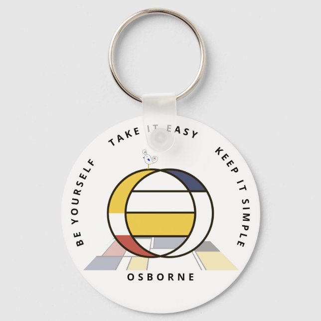 Impressive Neoplasticism Art Monogram. Letter O Key Ring (Front)