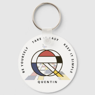 Impressive Neoplasticism Art Monogram. Letter Q Key Ring