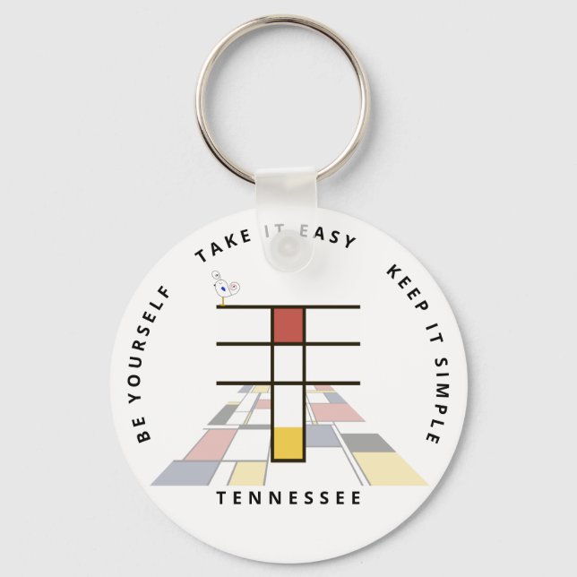 Impressive Neoplasticism Art Monogram. Letter T Key Ring (Front)
