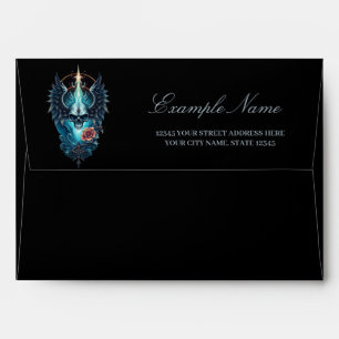 Impressive, realistic skull, envelope