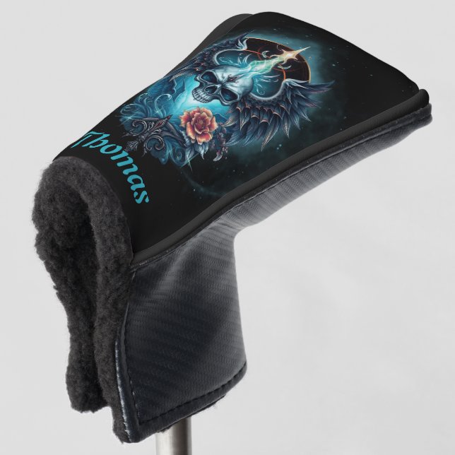 Impressive, realistic skull,  golf head cover (3/4 Front)