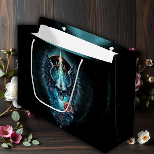 Impressive, realistic skull, large gift bag