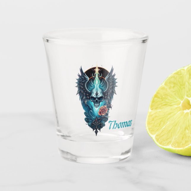 Impressive, realistic skull,  shot glass (Front)