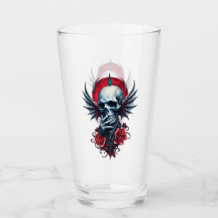 Impressive, realistic skull with wings  glass