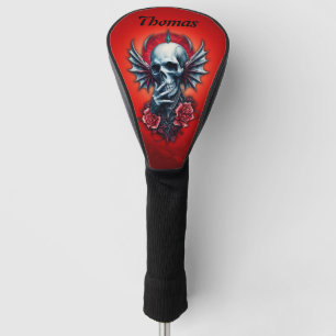 Impressive, realistic skull with wings golf head cover