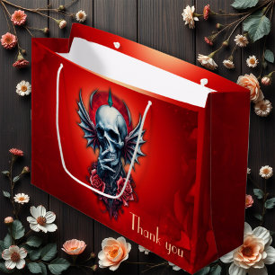 Impressive, realistic skull with wings  large gift bag