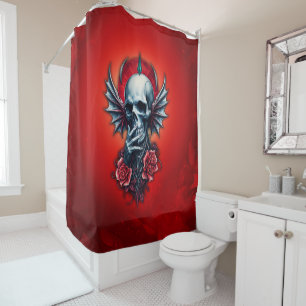 Impressive, realistic skull with wings  shower curtain