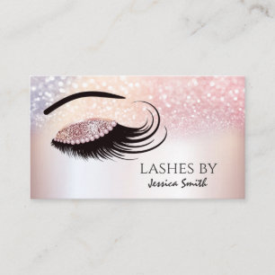 Impressive rose gold diamond glittery makeup eye business card