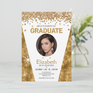 Impressive Sparkling 18th Birthday Graduate Photo Invitation
