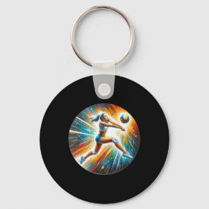 Impressive Volleyball Save – Female Athlete In Act Key Ring
