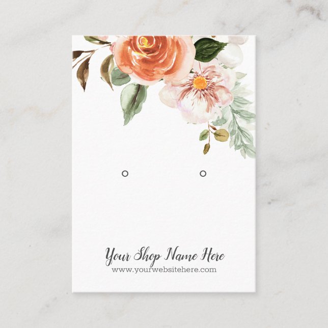 Impressive Watercolor Flower White Earring Display Business Card (Front)
