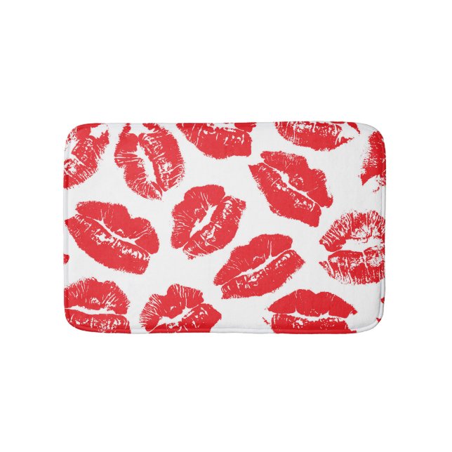 Imprint Kiss Red Lips: Vintage Seamless Bath Mat (Front)