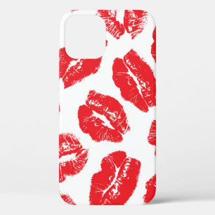 Imprint Kiss Red Lips: Vintage Seamless iPhone 12 Case