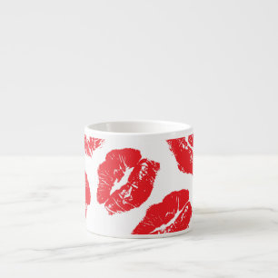 Imprint Kiss Red Lips: Vintage Seamless Espresso Cup
