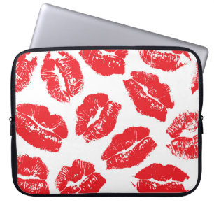 Imprint Kiss Red Lips: Vintage Seamless Laptop Sleeve