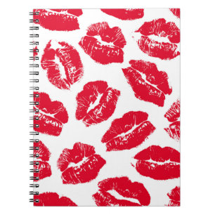 Imprint Kiss Red Lips: Vintage Seamless Notebook