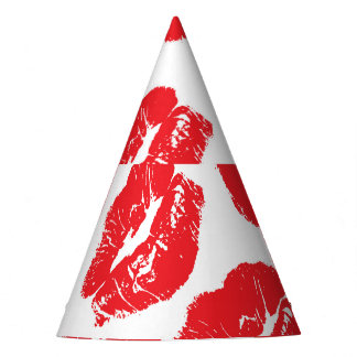 Imprint Kiss Red Lips: Vintage Seamless Party Hat