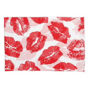 Imprint Kiss Red Lips: Vintage Seamless Pillowcase