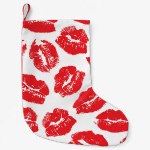 Imprint Kiss Red Lips: Vintage Seamless Small Christmas Stocking