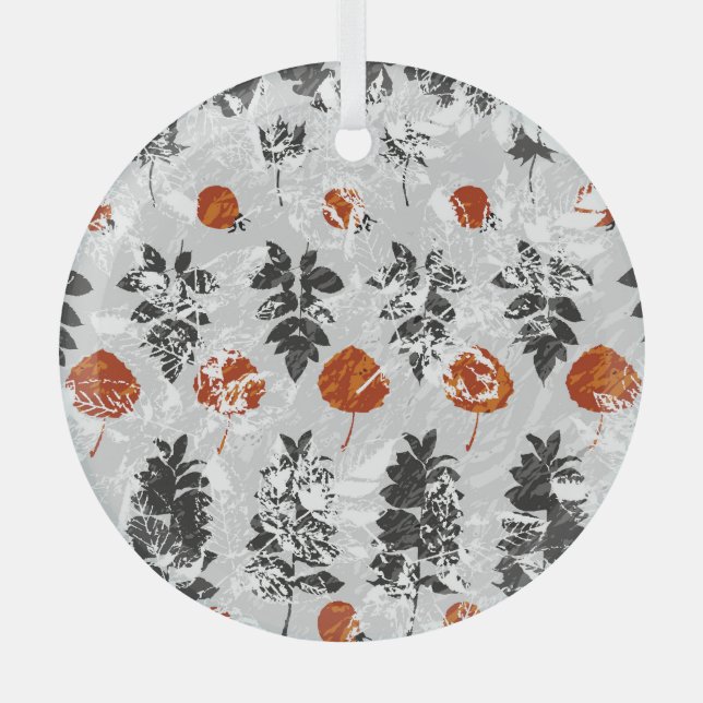 Imprint leaves: symmetrical seamless pattern. glass tree decoration (Front)