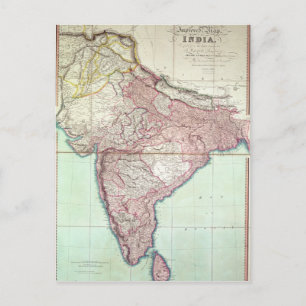 Improved Map of India published in London 1820 Postcard