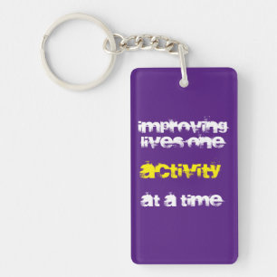 "Improving Lives..." (rectangular version) Key Ring