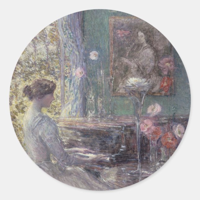 Improvisation by Frederick Childe Hassam Classic Round Sticker (Front)