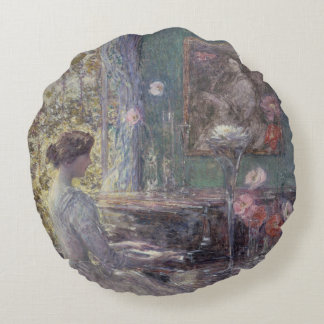 Improvisation by Frederick Childe Hassam Round Cushion
