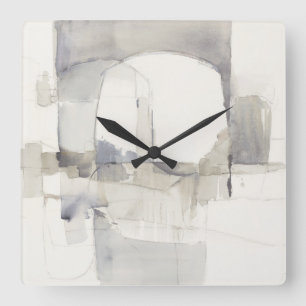 Improvisation I Grey Abstract Print Square Wall Clock