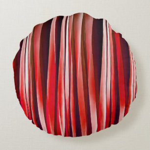 Impulsive Adventure Red Striped Abstract Pattern Round Cushion