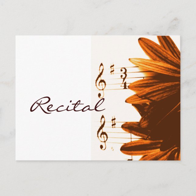 In 3/4 Time Music Recital Invitation Postcards (Front)