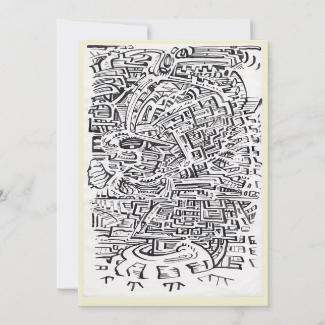 In a Between-place, ink drawing Flat Card (Front)