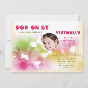 In a Bubble Photo Birthday Invitation