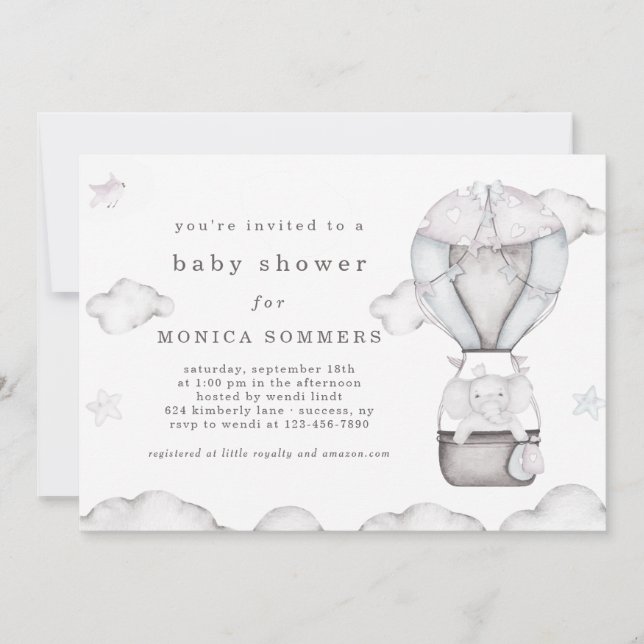 In a Cloud (Grey) Baby Shower Invitation (Front)