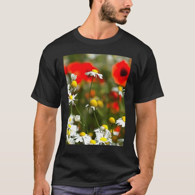 In A Field of Poppies Be A Daisy Acrylic Painting  T-Shirt (Front)