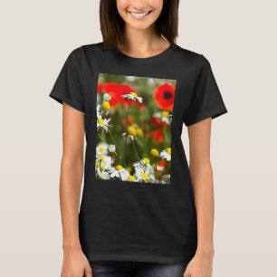 In A Field of Poppies Be A Daisy Acrylic Painting  T-Shirt