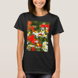 In A Field of Poppies Be A Daisy Acrylic Painting T-Shirt