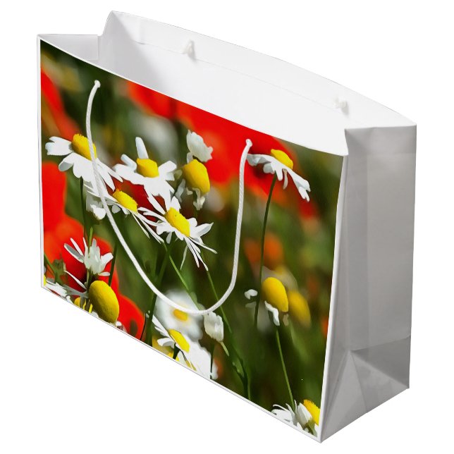 In A Field of Poppies Be A Daisy Large Gift Bag (Back Angled)