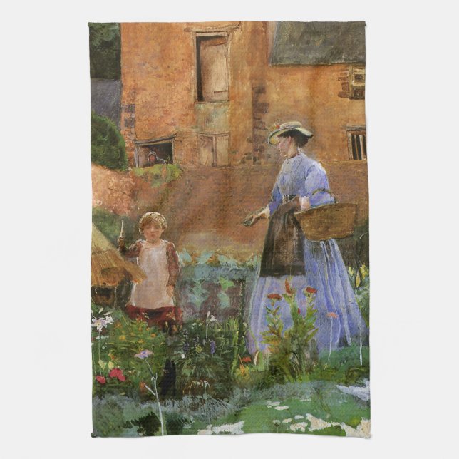 In a Garden at Cookham by George John Pinwell Tea Towel (Vertical)