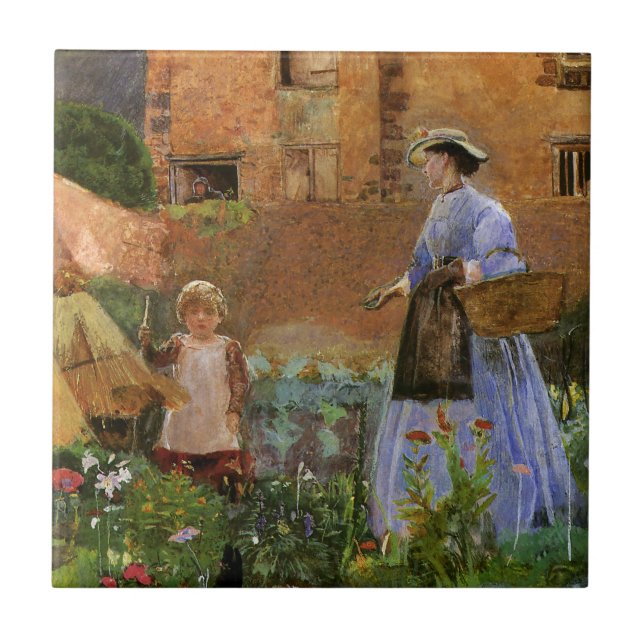 In a Garden at Cookham by George John Pinwell Tile (Front)