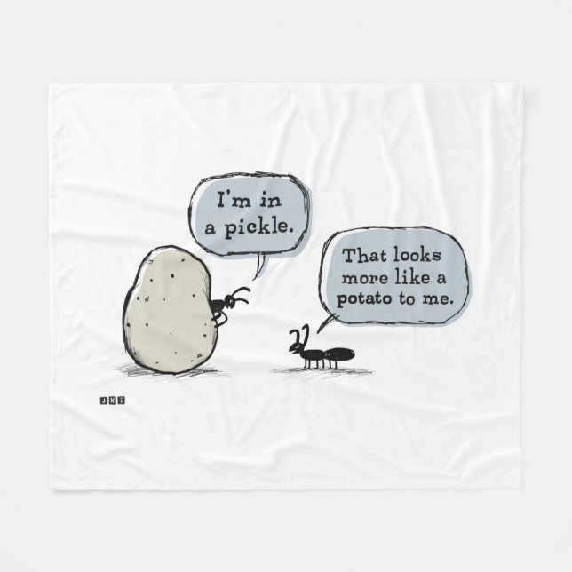 In A Pickle | Funny Ants Cartoon | Humorous Fleece Blanket (Front (Horizontal))