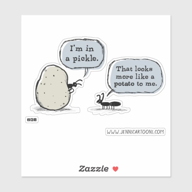 In A Pickle Funny Weird Cartoon Vinyl Sticker (Sheet)