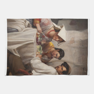 "In a Roman Osteria" 1886 Carl Heinrich Bloch Tea Towel