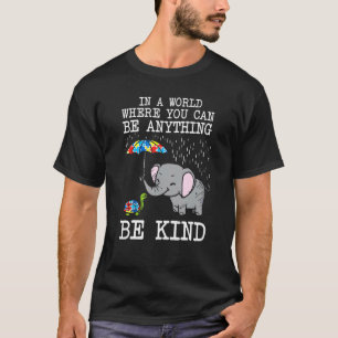In A World Be Kind Cute Elephant Turtle Umbrella A T-Shirt
