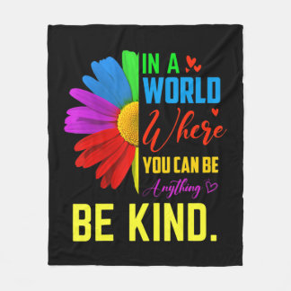 In A World Be Kind Daisy Flower Autism Awareness D Fleece Blanket