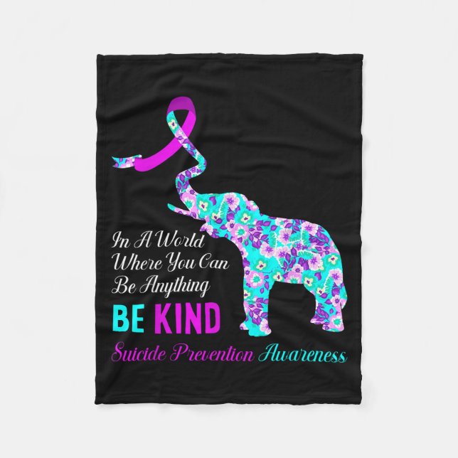 In A World Be Kind Suprt Suicide Prevention Awaren Fleece Blanket (Front)