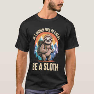 in A World Full of Chaos Be A Sloth Funny Hiking T-Shirt